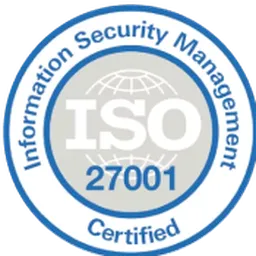 ISO 27001 logo, representing certification in information security management.