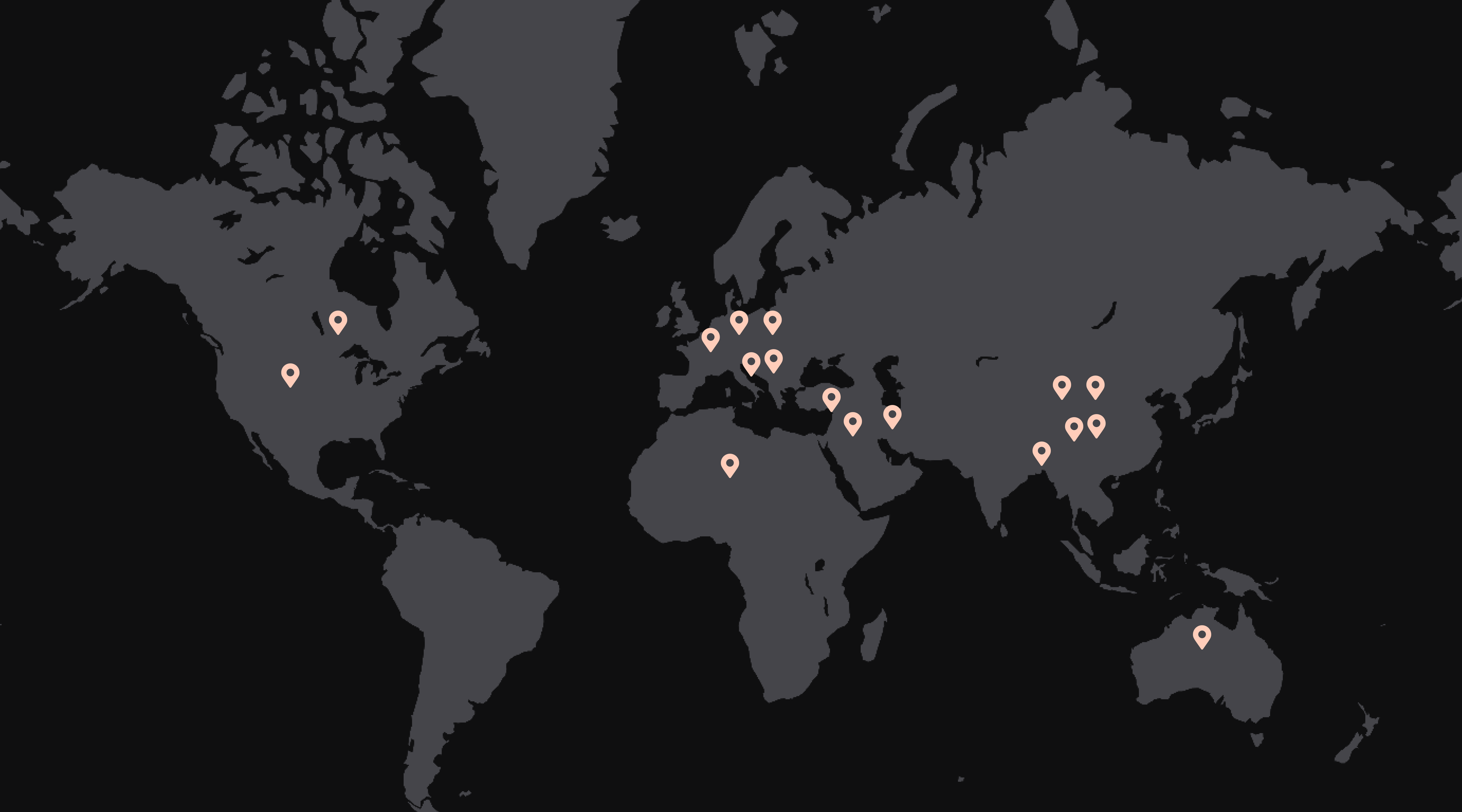 A map showcasing the different Dennemeyer office locations all over the world